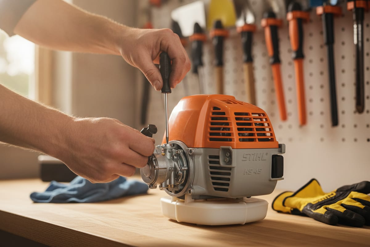 Réglage carburateur taille-haie Stihl HS 45 : guide pas à pas